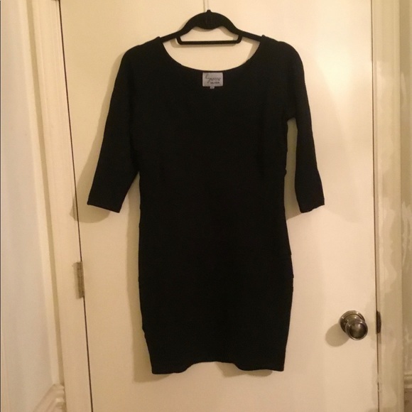 Vintage Black Dress Medium Sheath Stretch Mini Bodycon - Picture 2 of 8